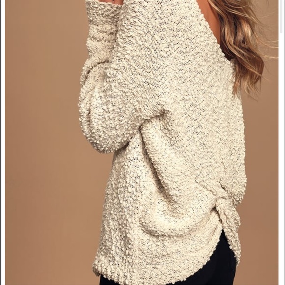 Lulus Sweaters - Lulus Knot Over You Ivory Twist-Back Sweater